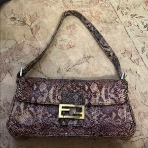 Purple Snakeskin Shoulder Bag